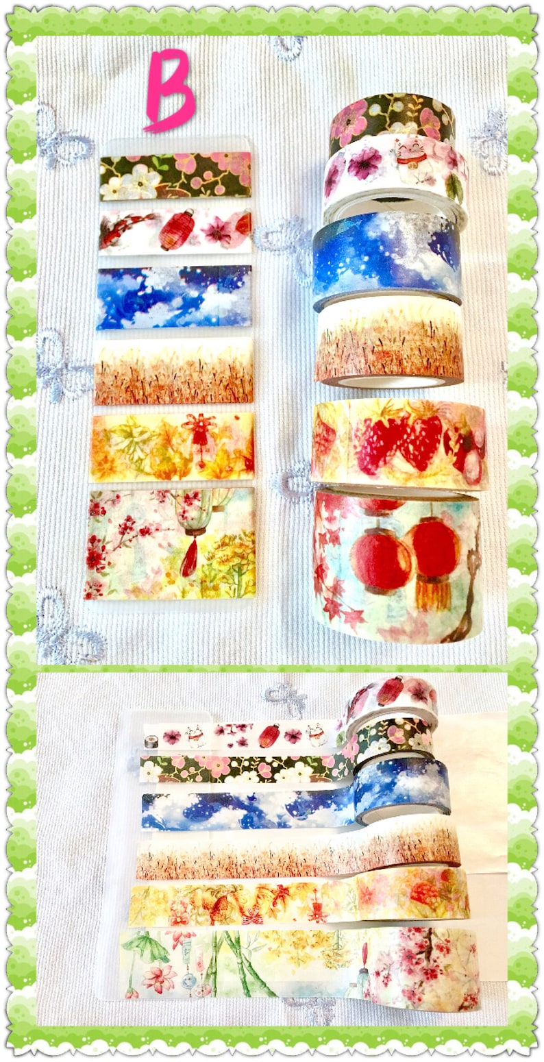 20'' Washi Tape Samples Set-Scrapbooking Embellishment-Diy sticker-Planner Decoration-Japanesse Cultural-Cartoons image 3