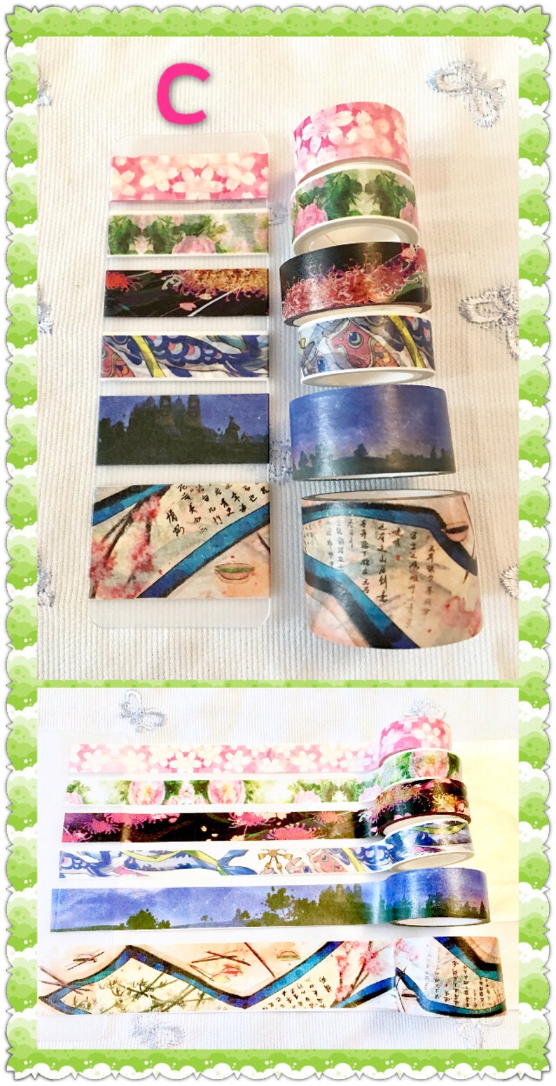 20'' Washi Tape Samples Set-Scrapbooking Embellishment-Diy sticker-Planner Decoration-Japanesse Cultural-Cartoons image 4
