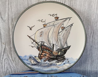 Large wall board, plate with image of an old sailing ship