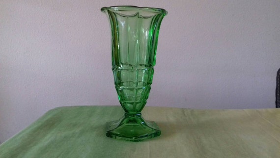 Antique Green Glass Vase Etsy