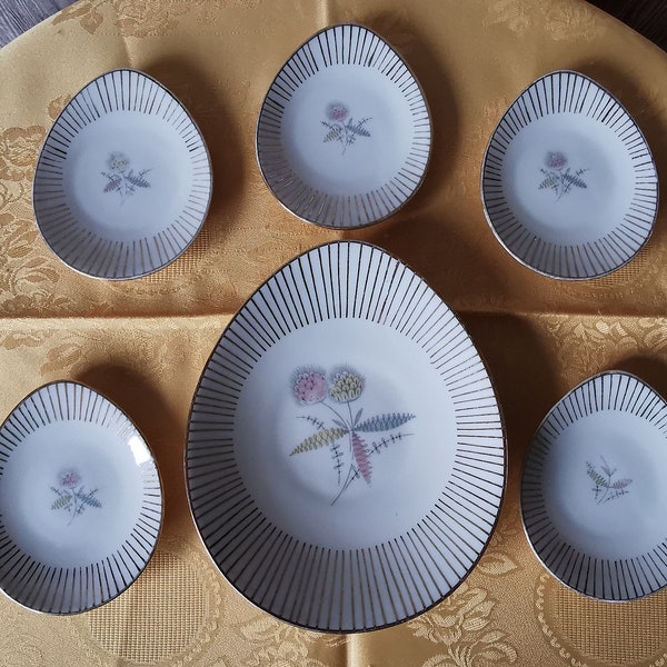 Petit Four set, Bavaria Elfenbein Porzellan. Assiette avec 5 petites assiettes