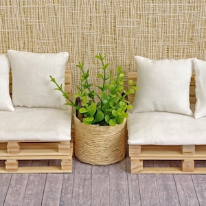 Pallet set for dollhouse, furniture in loft style 1:6 scale, for dolls 12&quot; , miniature accessories for Role Games