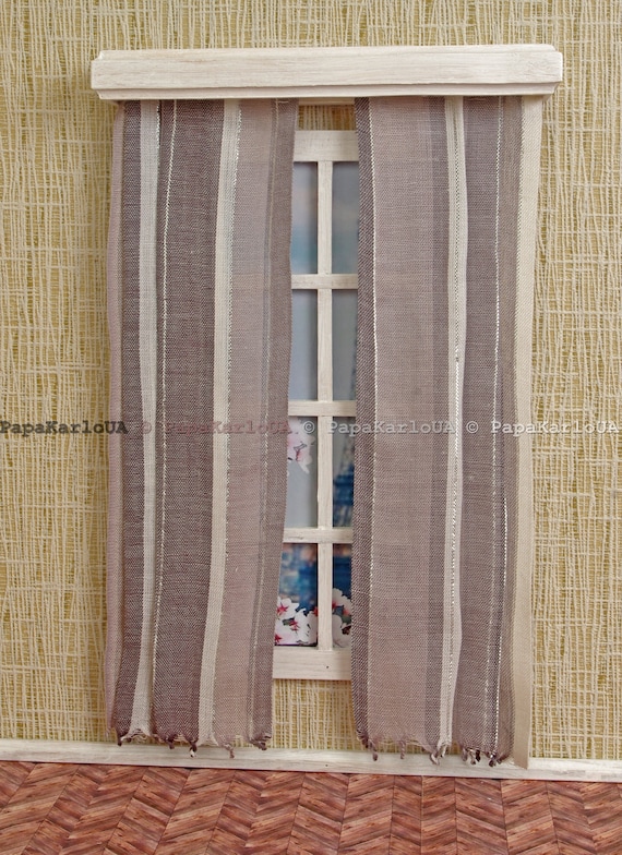 Curtains and windows for dollhouse 1:6 Barbie-scale 12 inch dolls accessories 