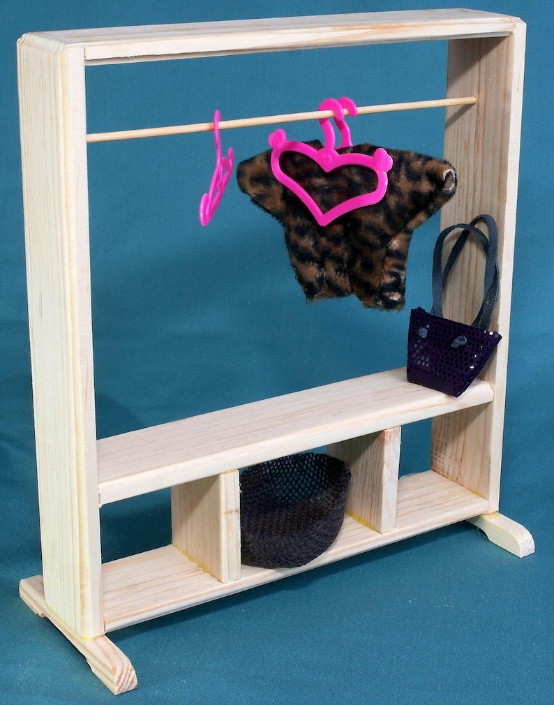 Dolls Clothes rack cloakroom dressing room dollhouse wooden Etsy