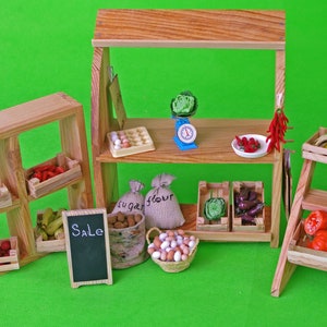 Farmer's Market Stand Vegetable shop, vegetables and fruits in boxes, counter, greengrocer's, street trade showcase, Chalkboard Signs image 1