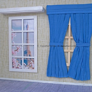Miniature Curtains, 1:6 Scale, Dollhouse Play Accessories for 12 Inch Dolls, Role Play games