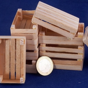 Wood box for Dollhouse furniture 1:6 scale, Fruits Crates, Miniatures decor, kitchen accessories dolls vegetables shop for 12&quot; dolls