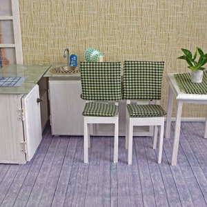 Dollhouse furniture KITCHEN set, table, 2 chairs, cabinet sink, Hob stove, for 12 dolls, 1:6 scale miniature accessories image 10