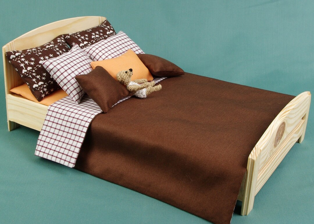 Bed Linen Set for Dolls, Double Bed, 12 Inch Doll 16 Scale, Chic Set