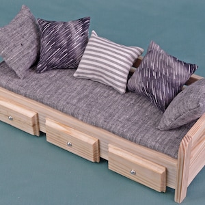 SOFA, Couch Dollhouse Wooden Furniture, for 1:6 Scale Dolls, Living Room Accessories, 12 Inch Miniature Dolls