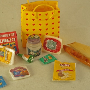 Artisan Handmade Miniature, Realistic Miniature Food product set for the Dollhouse 1:6 size, packages of cured milk, bread, cake, ice cream