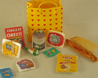 Handmade Miniature Food Set, Dollhouse Groceries 1:6 Scale