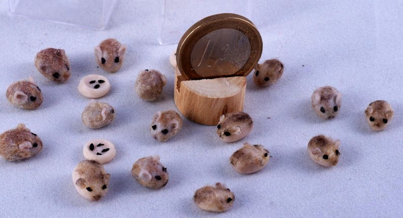 Hamster Terrarium realistic sculpture Mice Pets Animals Dollhouse Miniatures, Tiny Mouse Family, decor accessories dolls miniature 1:12 image 9