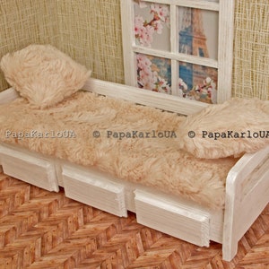 SOFA, Dollhouse Wooden Furniture 1:6 Scale For 12 Inch Dolls, Living Room Accessories, Collectible Miniature
