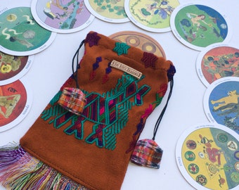 Double Headed Dragon Tarot Bag, Guatemalan Bag, Tarot Bag, Small Bag, Drawstring Bag, Dragon Bag, Handmade Bag Pouch Small Pouch, Purse