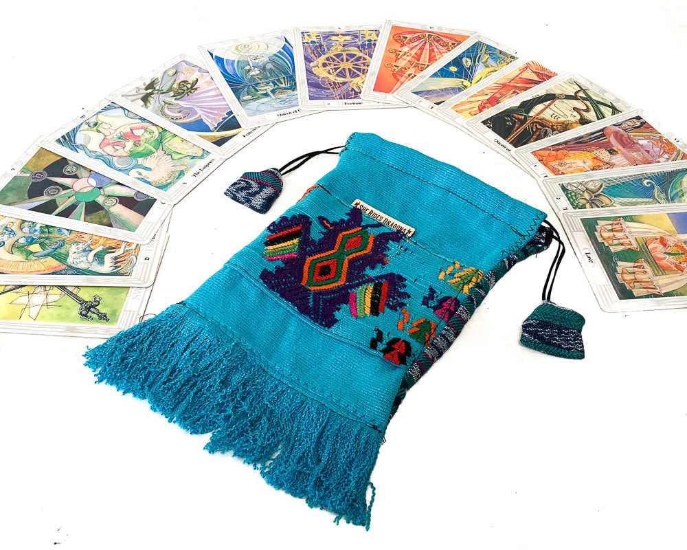 Turquoise Tarot Bag, Guatemalan Bag, Turqoise Bag, Tarot Bag, Small Bag, Drawstring Bag, Blue Bag, Handmade Bag Pouch Small Pouch, Purse