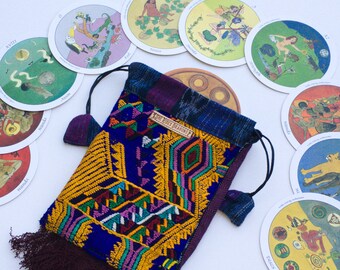 Double Headed Dragon Tarot Bag, Guatemalan Bag, Tarot Bag, Small Bag, Drawstring Bag, Dragon Bag, Handmade Bag Pouch Small Pouch, Purse