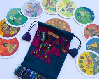 Double Headed Dragon Tarot Bag, Guatemalan Bag, Tarot Bag, Small Bag, Drawstring Bag, Dragon Bag, Handmade Bag Pouch Small Pouch, Purse