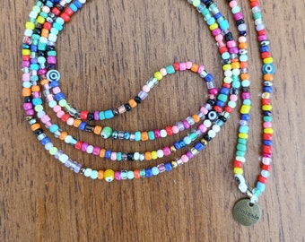 XL Seed beads necklace - glass beads necklace - Handmade beaded necklace -
