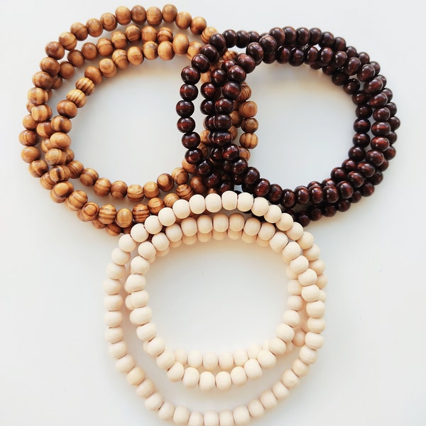 Collier de perles de bois - Collier de perles - collier de perles de bois - collier de perles en bois élastique - collier de perles unisexe - collier de perles boho