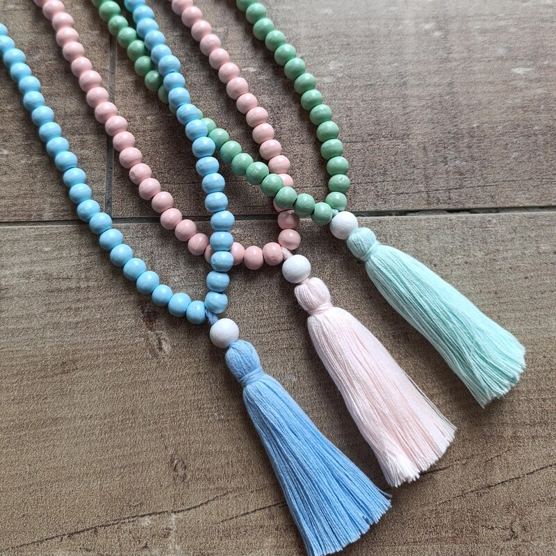 Pure Solid Silver Mala Tassel Necklace