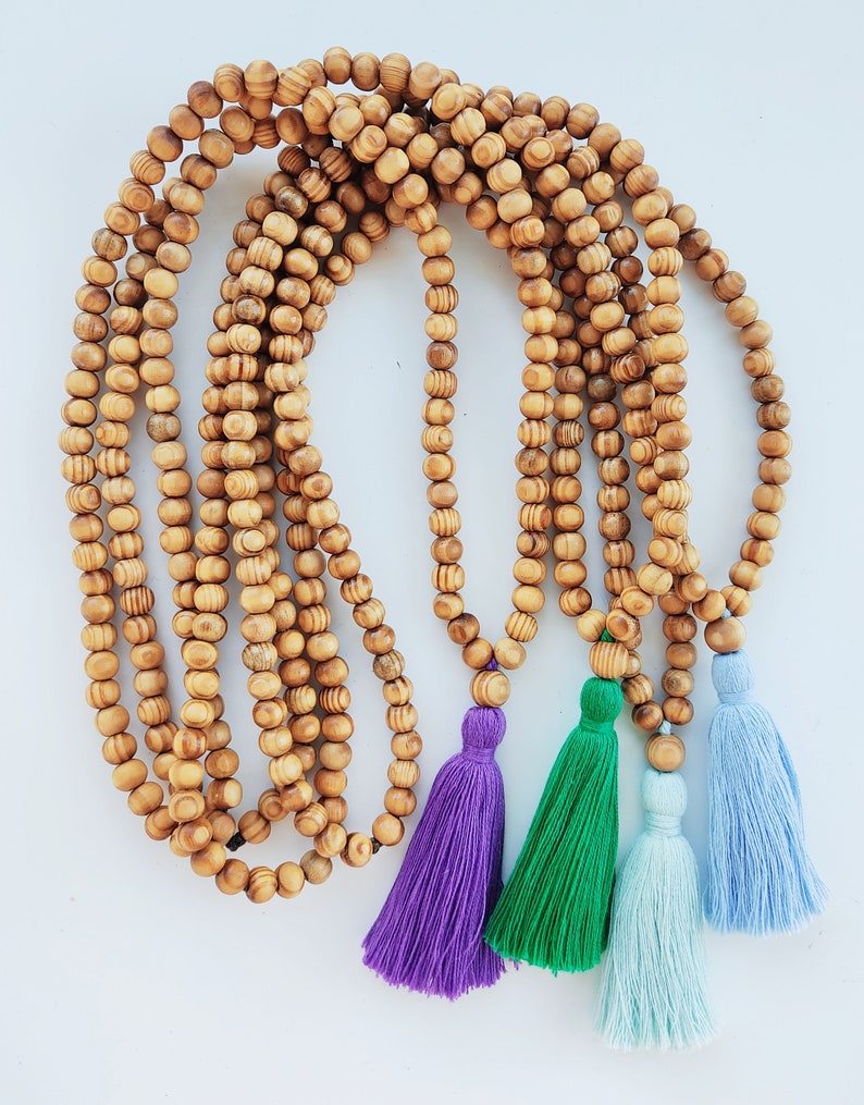 Mala Necklace 108 1 wooden beads Mala Necklace Meditation Necklace Meditation necklace Beaded Necklace tassel necklace image 9