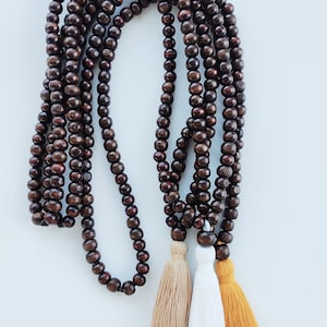 Mala Necklace 108 1 wooden beads Mala Necklace Meditation Necklace Meditation necklace Beaded Necklace tassel necklace image 7