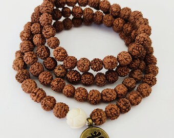 108 beads MALA Necklace - Beaded necklace bodhi beads necklace - Rudraksha seeds necklace - unisex Beads necklace - boho necklace