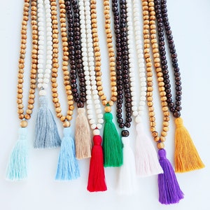 Mala Necklace 108 1 wooden beads Mala Necklace Meditation Necklace Meditation necklace Beaded Necklace tassel necklace image 3