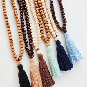 Mala Necklace 108 1 wooden beads Mala Necklace Meditation Necklace Meditation necklace Beaded Necklace tassel necklace image 2