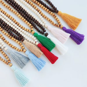 Collana Mala - 108 + 1 perline di legno Collana Mala - Collana di meditazione - Collana di meditazione - Collana di perline - Collana con nappe -