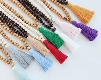 Mala Necklace - 108 + 1 wooden beads Mala Necklace - Meditation Necklace - Collar for meditation - Beaded Necklace - tassel necklace -
