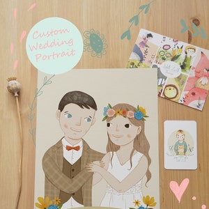 Custom Wedding Portrait Couple Portrait Wedding Gift Digital Download image 1