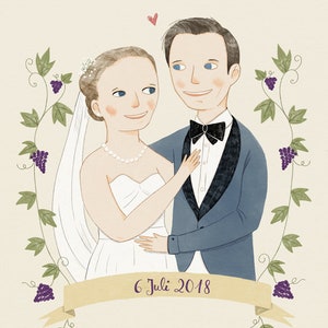 Custom Wedding Portrait Couple Portrait Wedding Gift Digital Download image 3