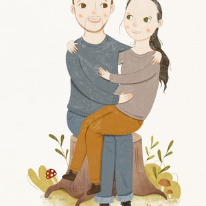 Custom Portrait Illustration Couple Portrait Family Portrait Digital Download image 6