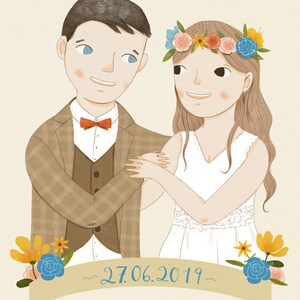 Custom Wedding Portrait Couple Portrait Wedding Gift Digital Download image 2