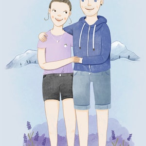 Illustration de portrait personnalisée Portrait de couple Portrait de famille Téléchargement numérique image 2