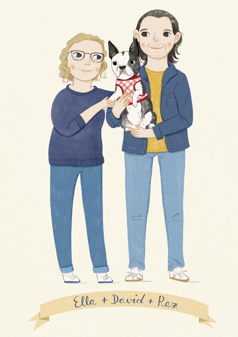 Illustration de portrait personnalisée Portrait de couple Portrait de famille Téléchargement numérique image 5
