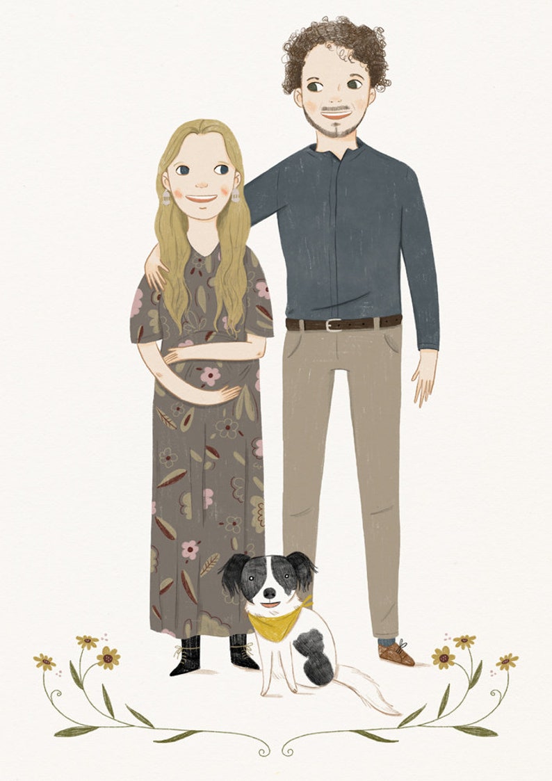 Illustration de portrait personnalisée Portrait de couple Portrait de famille Téléchargement numérique image 4