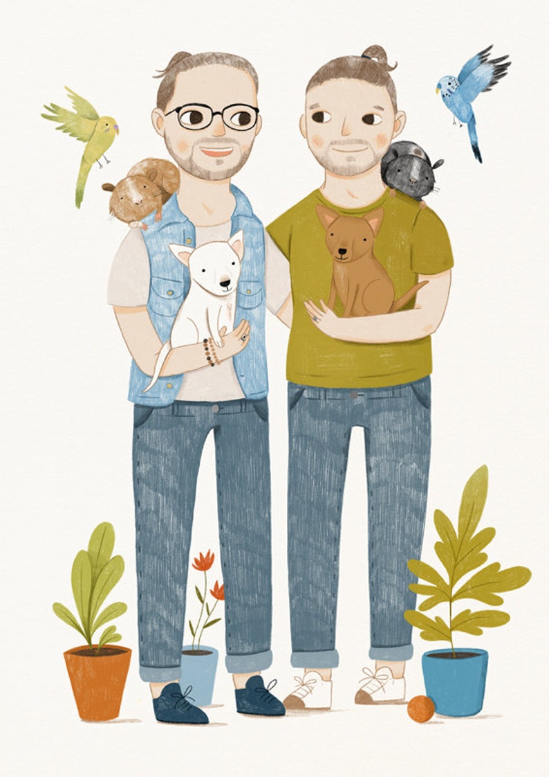 Illustration de portrait personnalisée Portrait de couple Portrait de famille Téléchargement numérique image 10
