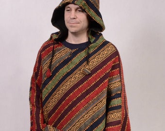 Poncho con capucha 100% algodón tejido y cepillado con capucha (talla única)