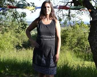 Organic Cotton Dress Mantra, Summer Sleeveless Dress, Hippie Dress, Festival Clothing, Knee-length Dress, Boho Dress, Psytrance Dress, Goa