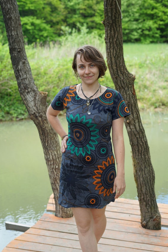 Cotton Dress Fairy, Summer Shirtdress, Hippie Dress, Festival Clothing, Knee-length Dress, Boho Dress, Psytrance Dress, Goa
