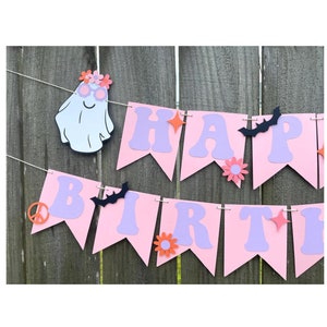 Groovy Halloween birthday banner, Halloween first birthday party decorations, Hippie birthday party, Groovy one Party decor, Cute Halloween