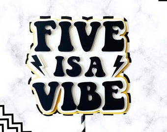 Five is a vibe birthday party decorations, 5 is a vibe cake topper, Checkerboard party decor, One Happy dude birthday party