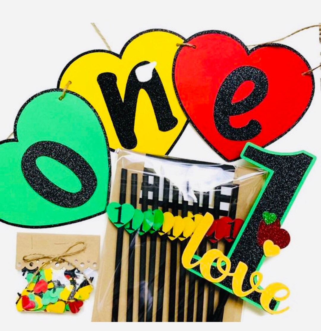 One Love Birthday Party , One Love Party Decor , One Love Banner , One Love Cake Topper , One ...