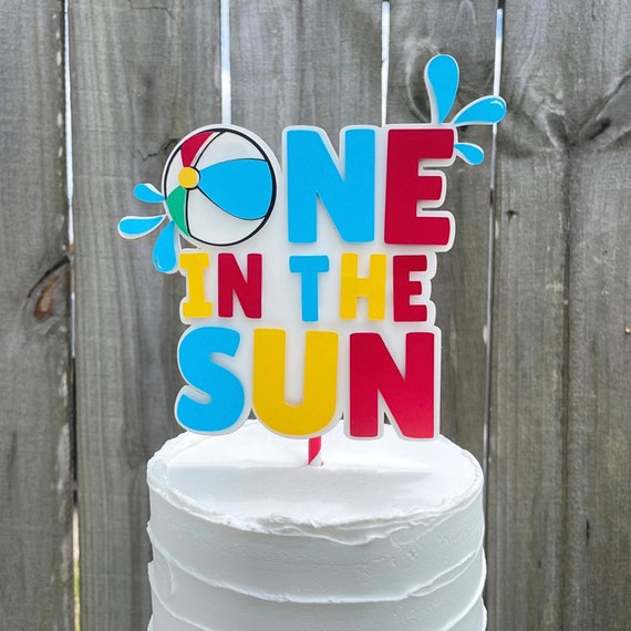 One In The Sun 1st birthday banner, Pool party decorations, Summer 1st birthday party cake topper, Beach ball first birthday, Beach  party