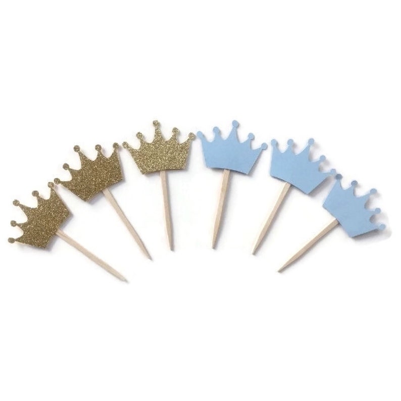 Prince Cupcake Toppers Crown Cupcake Toppers Royal Party Etsy