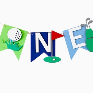 Hole in one 1st birthday banner, Hole in one birthday party decorations, Golf birthday party decor, Golf first birthday highchair banner