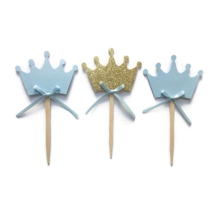 Prince Cupcake Toppers Crown Cupcake Toppers Royal Party Etsy